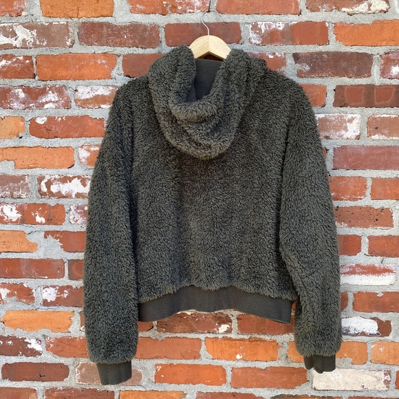 Lululemon Oh So Sherpa Half Zip Hoodie Dark Olive Size 14 - Picture 3 of 6